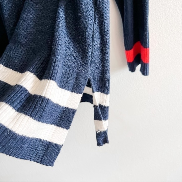 Chaps Navy & Red Long Sleeve Cotton Blend V Neck Nautical Sweater 1X - Picture 7 of 8